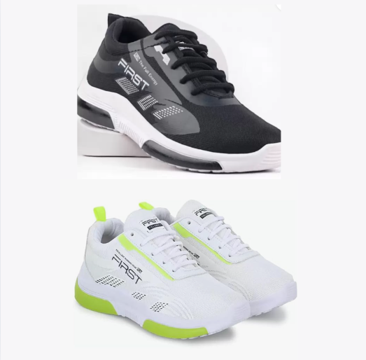 👟 Stylish Sports Shoes for Men (White & Black, Size 6 – Pack of 2)