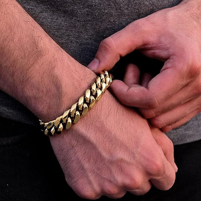 🔱 Cuban Link Chain Bracelet – 24K Real Gold Plated Luxury Design