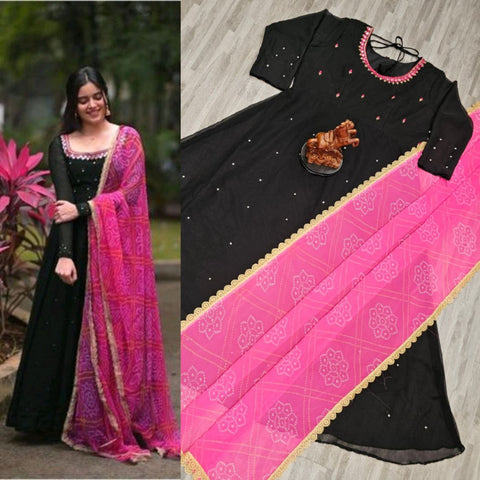 ๐ Womenโs Solid Georgette Gown Kurta With Dupatta โ Elegant Ethnic Dress for All Occasions ๐ Womenโs Solid Georgette Gown Kurta With Dupatta โ Elegant Ethnic Dress for All Occasions
