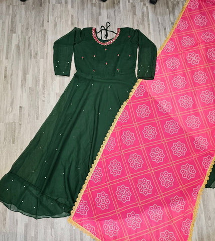 ๐ Womenโs Solid Georgette Gown Kurta With Dupatta โ Elegant Ethnic Dress for All Occasions ๐ Womenโs Solid Georgette Gown Kurta With Dupatta โ Elegant Ethnic Dress for All Occasions