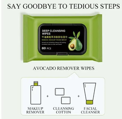 💚 Avocado Makeup Remover Wipes – Deep Cleansing & Nourishing (Pack of 60) 💚 Avocado Makeup Remover Wipes – Deep Cleansing & Nourishing (Pack of 60)