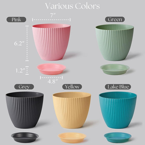 ðļ Plastic Round Flower Pot with Tray & Drainage Holes â Perfect for Indoor & Outdoor Plants ðļ Plastic Round Flower Pot with Tray & Drainage Holes â Perfect for Indoor & Outdoor Plants