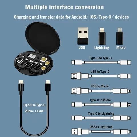 ⚡ Fast Charging Travel Cable Set – All-in-One Portable Charger Kit ⚡ Fast Charging Travel Cable Set – All-in-One Portable Charger Kit