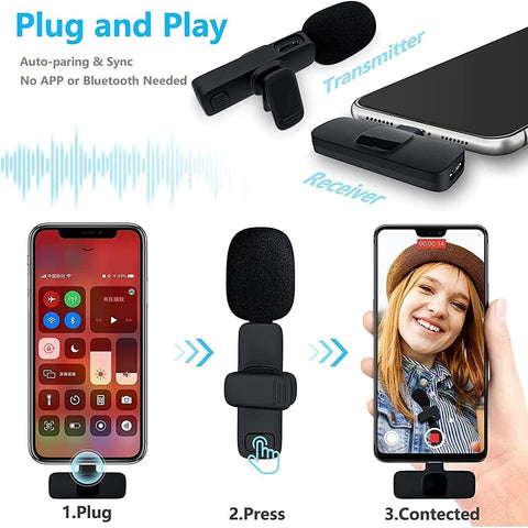 🎤 Wireless Microphone – Portable Plug & Play Mic for Mobile & Camera 🎤 Wireless Microphone – Portable Plug & Play Mic for Mobile & Camera