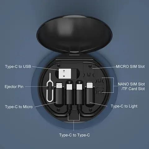 ⚡ Fast Charging Travel Cable Set – All-in-One Portable Charger Kit ⚡ Fast Charging Travel Cable Set – All-in-One Portable Charger Kit
