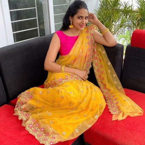 👑 Special Net Saree With Embroidered Work – Elegant Party Wear Saree 👑 Special Net Saree With Embroidered Work – Elegant Party Wear Saree