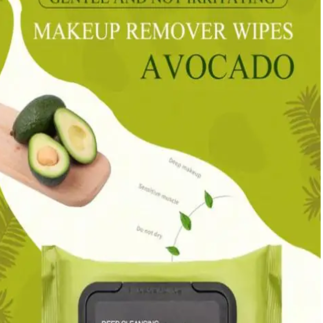 💚 Avocado Makeup Remover Wipes – Deep Cleansing & Nourishing (Pack of 60)