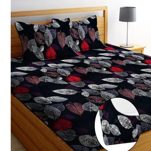 🛏️ Super Soft Glace Cotton All-Round Elastic Fitted Double Bed Bedsheet with 2 Pillow Covers (72x78x8) 🛏️ Super Soft Glace Cotton All-Round Elastic Fitted Double Bed Bedsheet with 2 Pillow Covers (72x78x8)