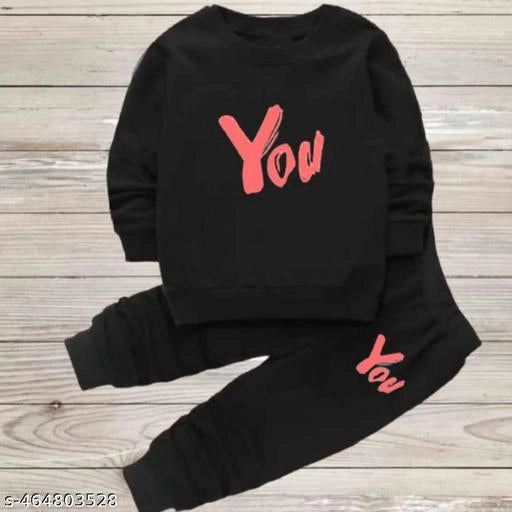 🧒 Cotton Blend Printed Clothing Set for Kids (Black) – Cute, Comfy & Stylish!