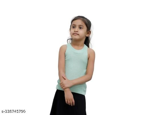 ๐ง Cotton Blend Solid Top for Girls (Sea Green, 1โ10 Years)