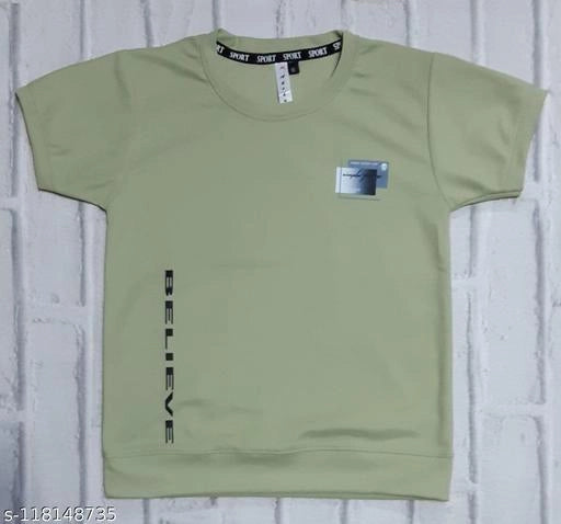 👦 Cotton Blend Round Neck Printed T-Shirt for Boys (Green, 4–11 Years)