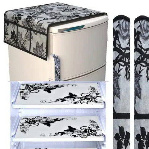 ๐งต Knit Printed Fridge Mat & Cover Set (Multicolor, Set of 1) ๐งต Knit Printed Fridge Mat & Cover Set (Multicolor, Set of 1)