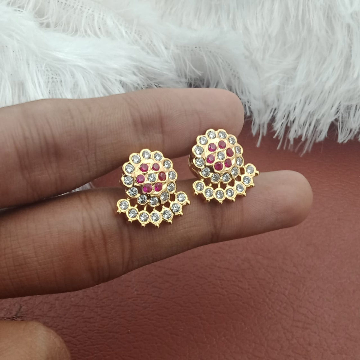 💫 Elegant Stone-Studded Micro Polish Earrings 💫