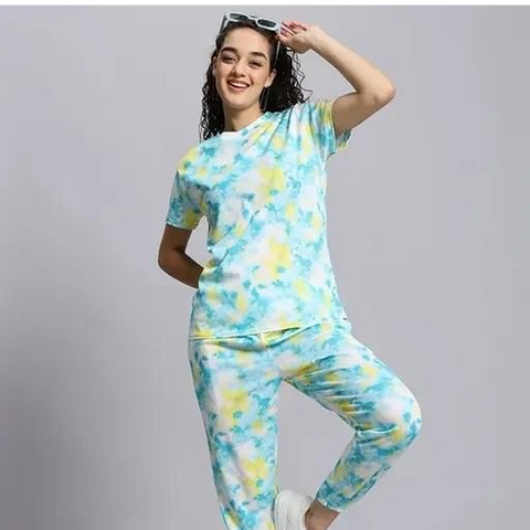 ๐ Womenโs Casual Tie Dye Print Night Suit โ Soft & Stylish Sleepwear Set ๐ Womenโs Casual Tie Dye Print Night Suit โ Soft & Stylish Sleepwear Set