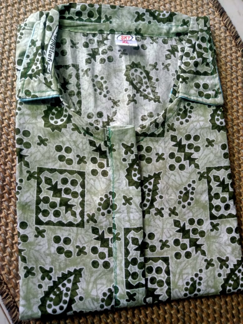 Pure Cotton Collar Nighty for Women – Zip Opening & Side Pocket | Suitable for Feeding Mothers