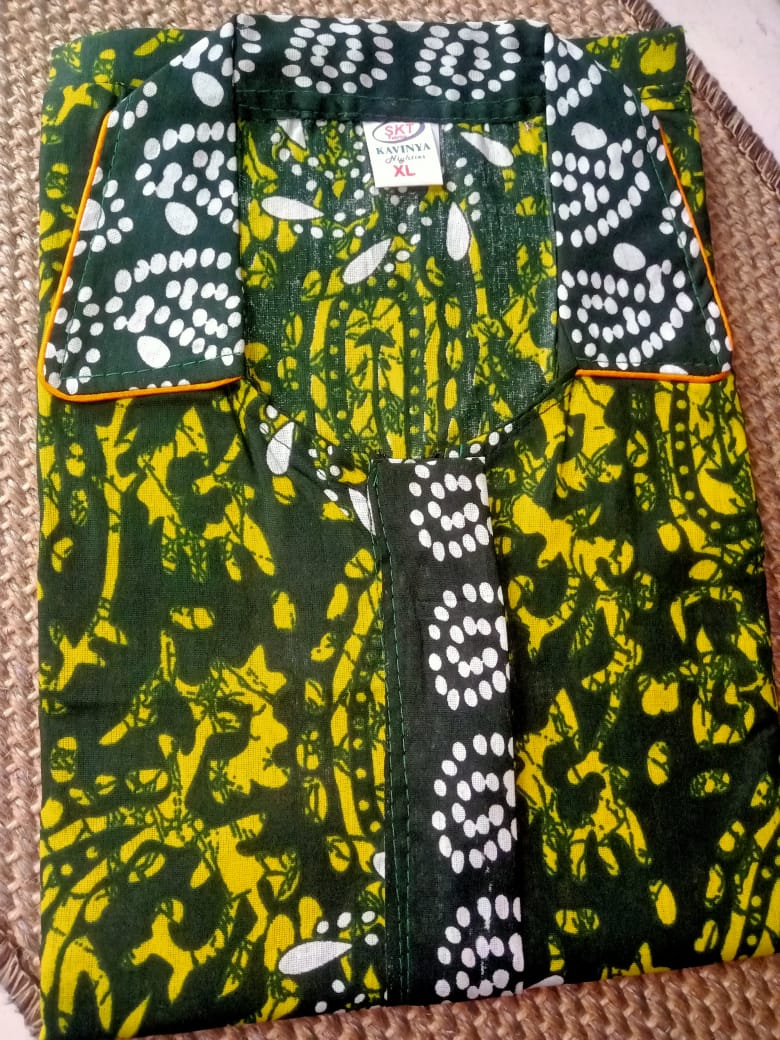 Pure Cotton Collar Nighty for Women – Zip Opening & Side Pocket | Suitable for Feeding Mothers