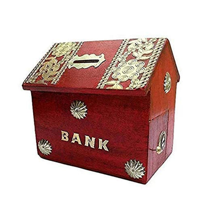 🪙 Wooden Money Bank for Kids – Cute Red Coin Saving Gullak!