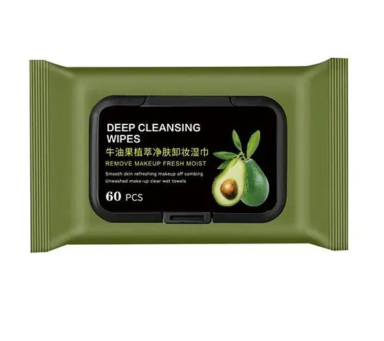 💚 Avocado Makeup Remover Wipes – Deep Cleansing & Nourishing (Pack of 60)
