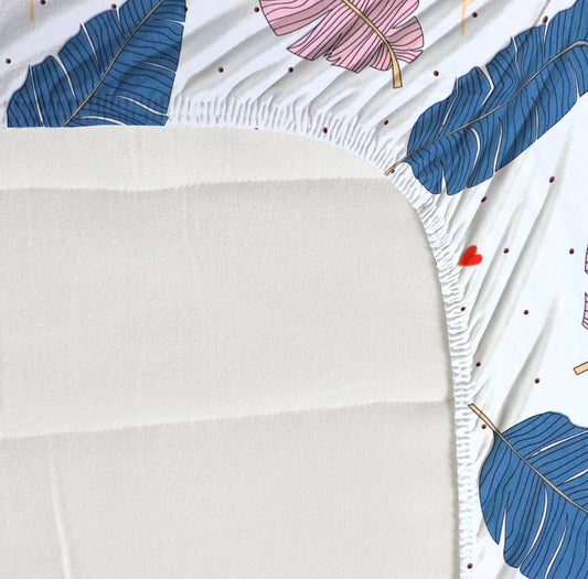 🛏️ Super Soft Glace Cotton All Round Elastic Fitted Double Bed Bedsheet (72x78x8) with 2 Pillow Covers