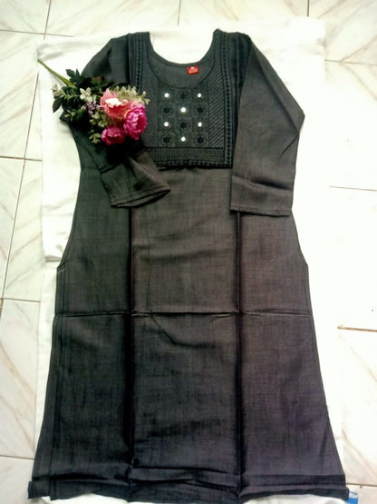 Premium Cotton Kurti for Women – Embroidery Neck Design