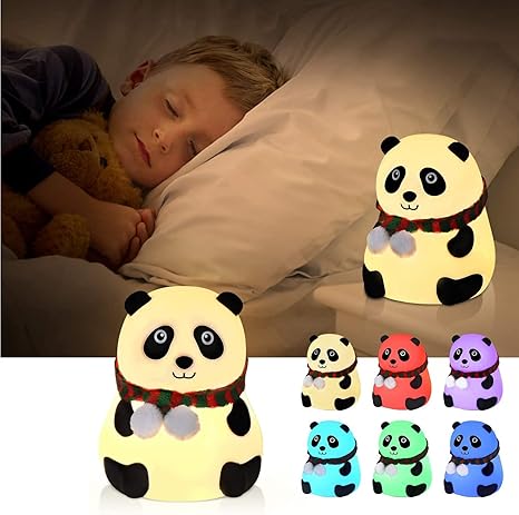 🌈 Panda Nursery Soft Silicone Night Light – 7 Color Table Lamp 🐼✨