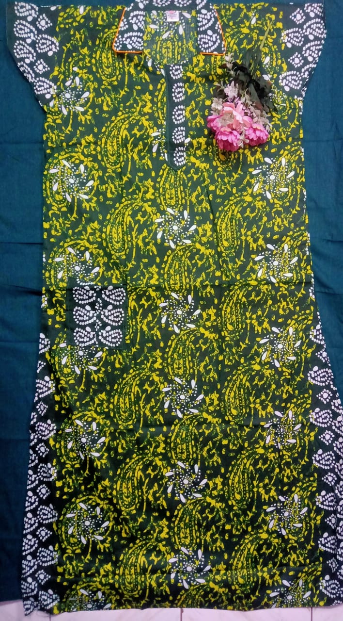 Pure Cotton Collar Nighty for Women – Zip Opening & Side Pocket | Suitable for Feeding Mothers