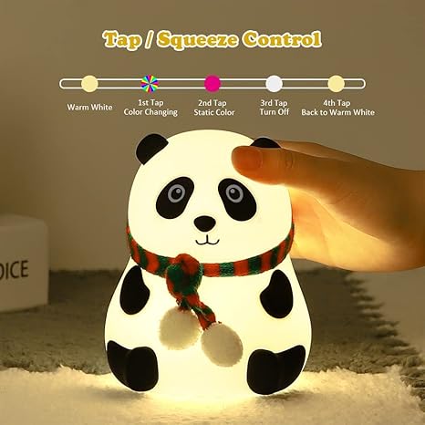 🌈 Panda Nursery Soft Silicone Night Light – 7 Color Table Lamp 🐼✨