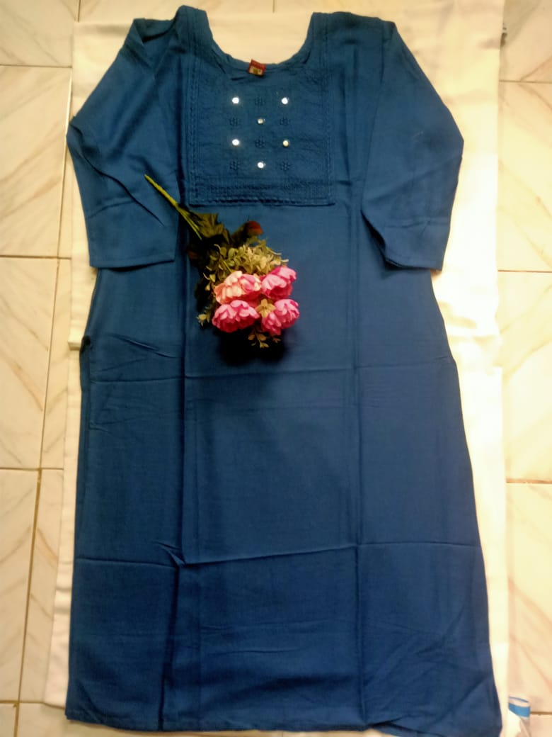 Premium Cotton Kurti for Women – Embroidery Neck Design