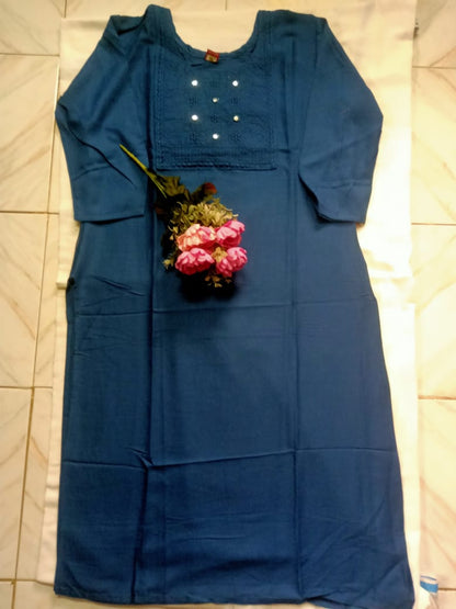 Premium Cotton Kurti for Women – Embroidery Neck Design