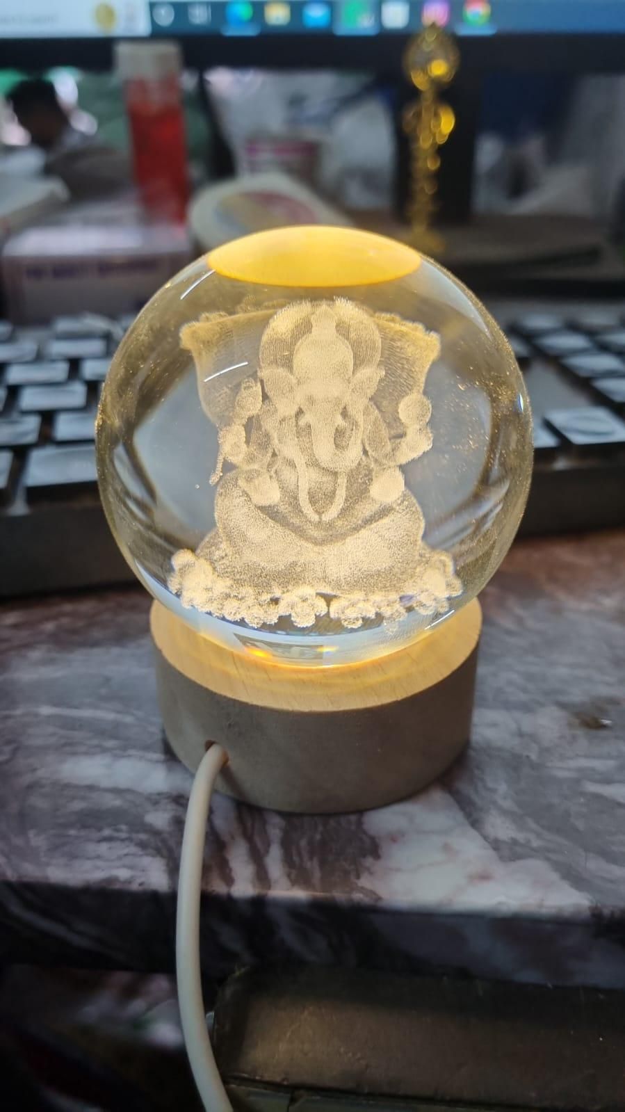 🪔 Ganesh Crystal LED Lamp – Divine Decorative Night Light for Home & Office