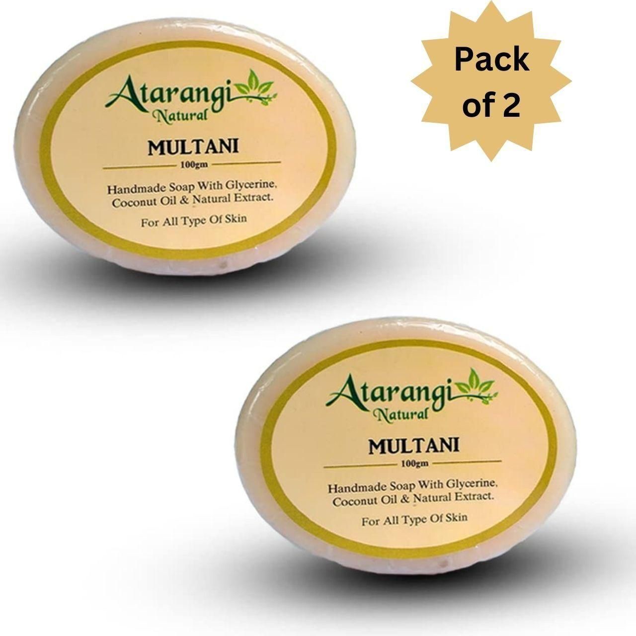 🌿 Multani Mitti Handmade Soap – Clear, Smooth & Glowing Skin Naturally (Pack of 2)  Package Contains: 2 × Multani Mitti Handmade Soaps