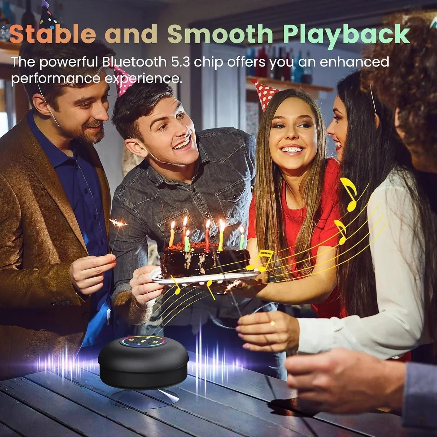 🔊 Large Suction Cup Waterproof Bluetooth Speaker