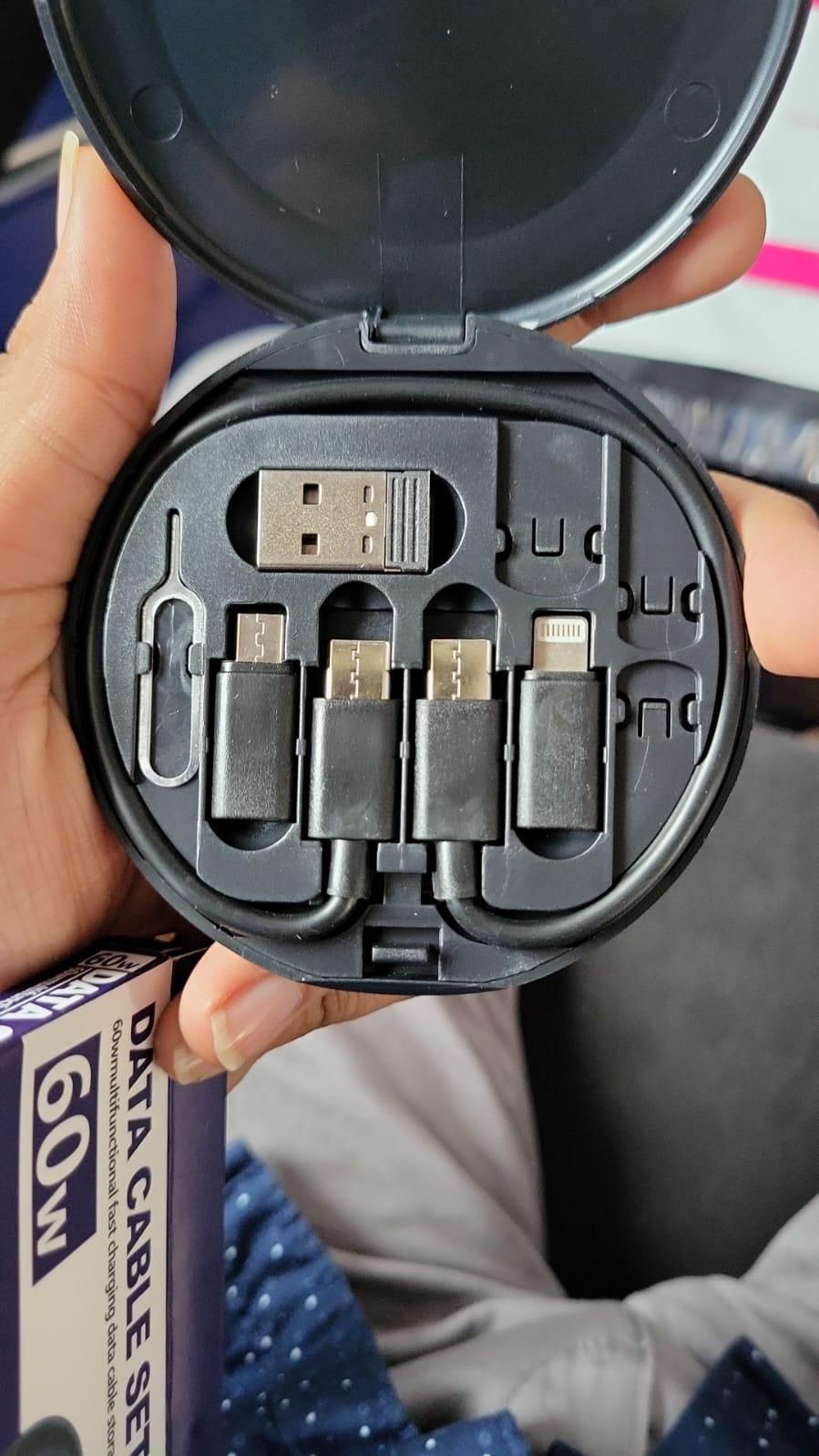 ⚡ Fast Charging Travel Cable Set – All-in-One Portable Charger Kit