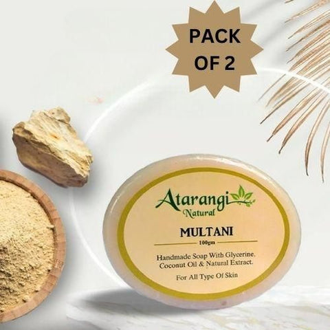 🌿 Multani Mitti Handmade Soap – Clear, Smooth & Glowing Skin Naturally (Pack of 2)  Package Contains: 2 × Multani Mitti Handmade Soaps