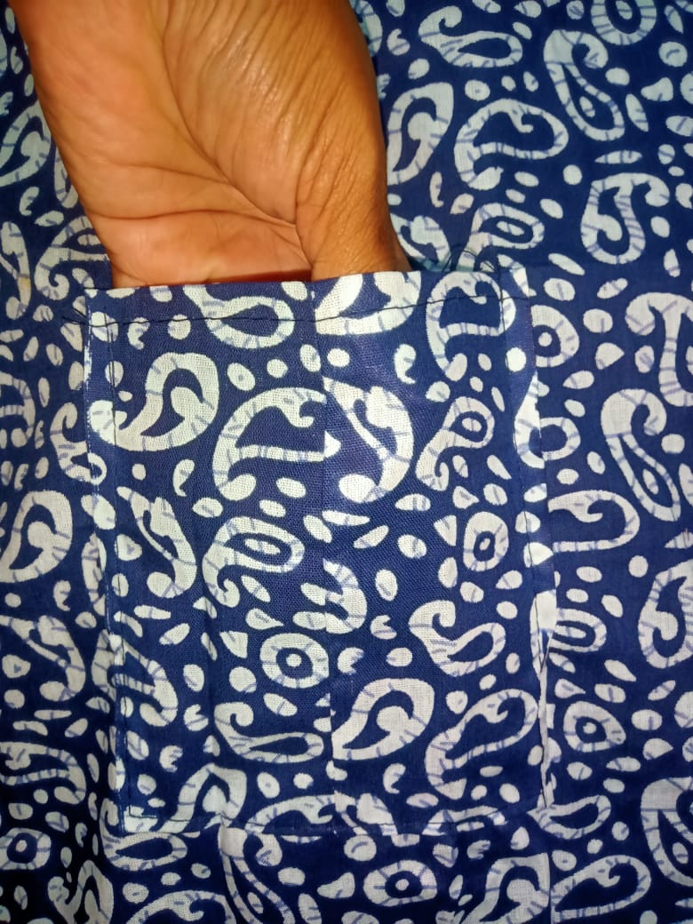 Pure Cotton Collar Nighty for Women – Zip Opening & Side Pocket | Suitable for Feeding Mothers