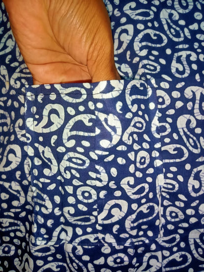 Pure Cotton Collar Nighty for Women – Zip Opening & Side Pocket | Suitable for Feeding Mothers