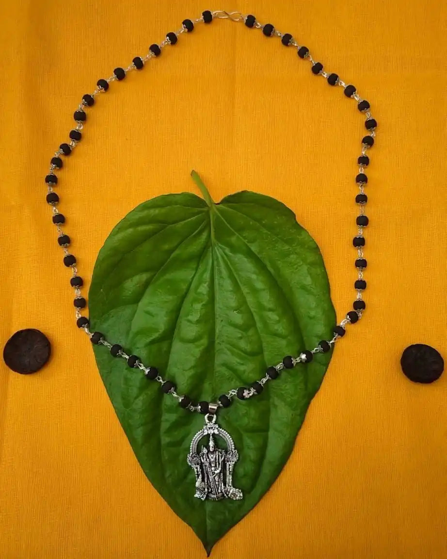 🕉️ Karungali Mala with Lord Murugan Locket – Divine Protection & Style 🔱