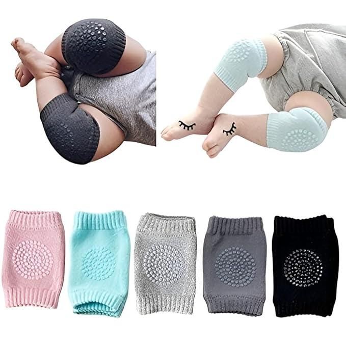 🧸 Baby Toddler Soft Knit Knee Pads (Set of 2 Pairs) – Anti-Slip Protection 🦶✨
