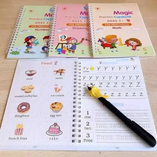 🪄 Magic Book Set of 2 –  (8 Books + 20 Refills + 2 Pens + 2 Grips)