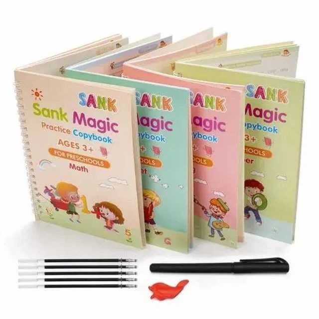 🪄 Magic Book Set of 2 –  (8 Books + 20 Refills + 2 Pens + 2 Grips)