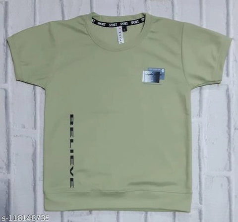 👦 Cotton Blend Round Neck Printed T-Shirt for Boys (Green, 4–11 Years)