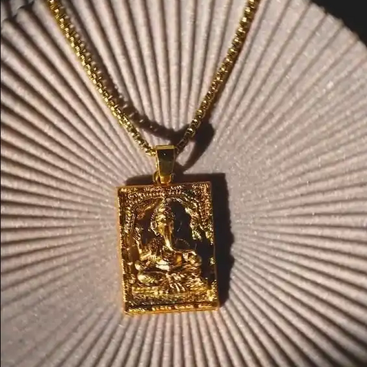 🕉️ Gold Plated Ganeshji Pendant with Chain – Divine Style with a Touch of Elegance