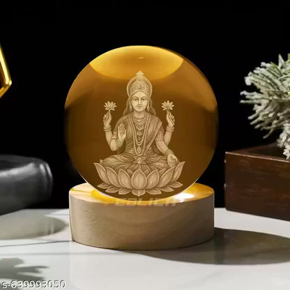 🌟 3D Laxmi Crystal Ball Night Light 🌟