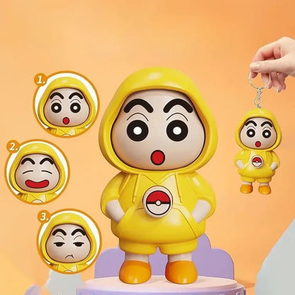 🔥🧸 Shinchan Mood Expression Toy – Face Changing Doll with Keyring (1 Pc / Mix Color)