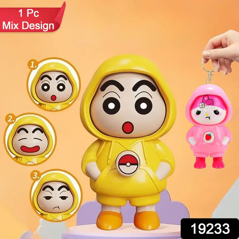 🔥🧸 Shinchan Mood Expression Toy – Face Changing Doll with Keyring (1 Pc / Mix Color)
