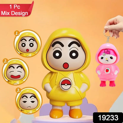 🔥🧸 Shinchan Mood Expression Toy – Face Changing Doll with Keyring (1 Pc / Mix Color)