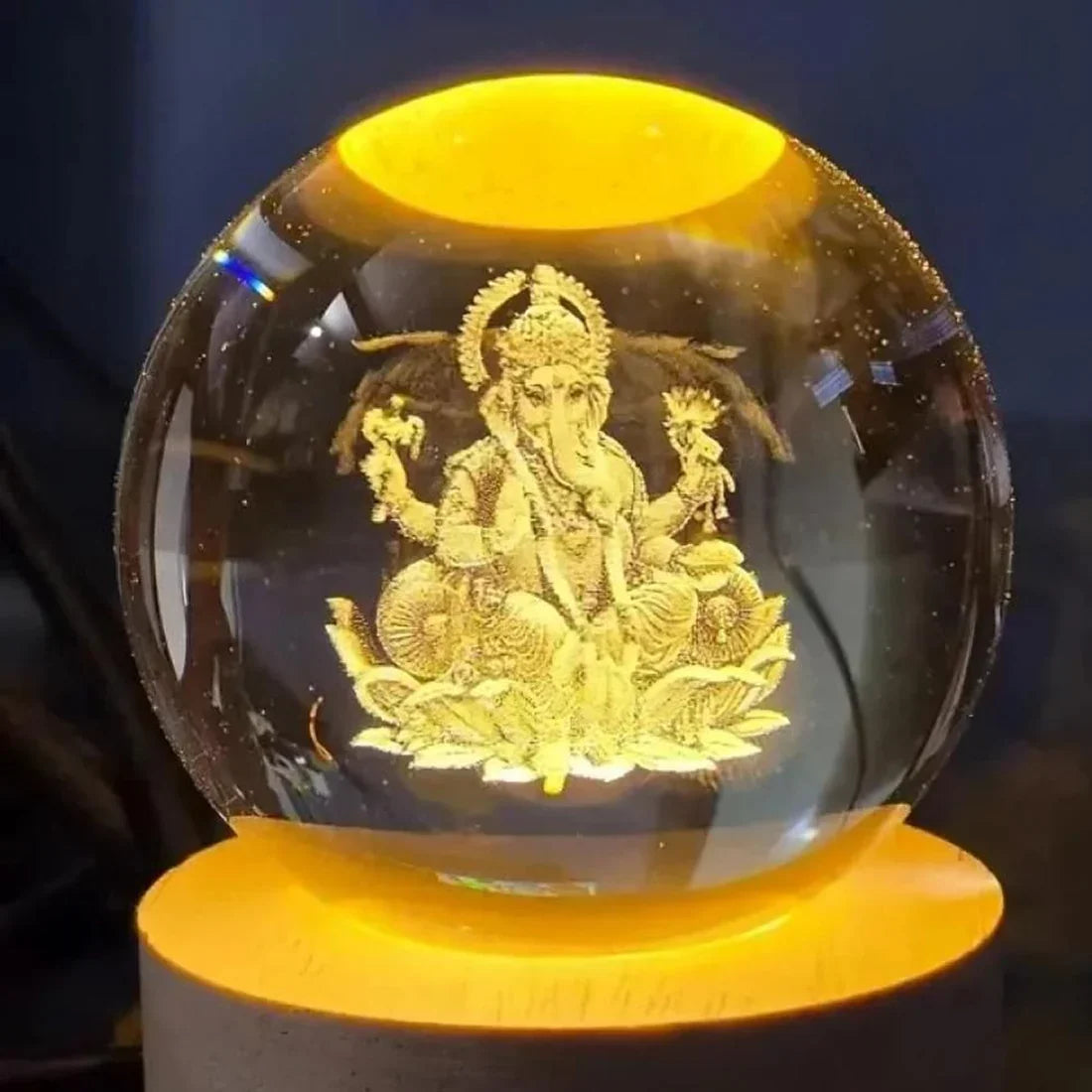 🪔 Ganesh Crystal LED Lamp – Divine Decorative Night Light for Home & Office